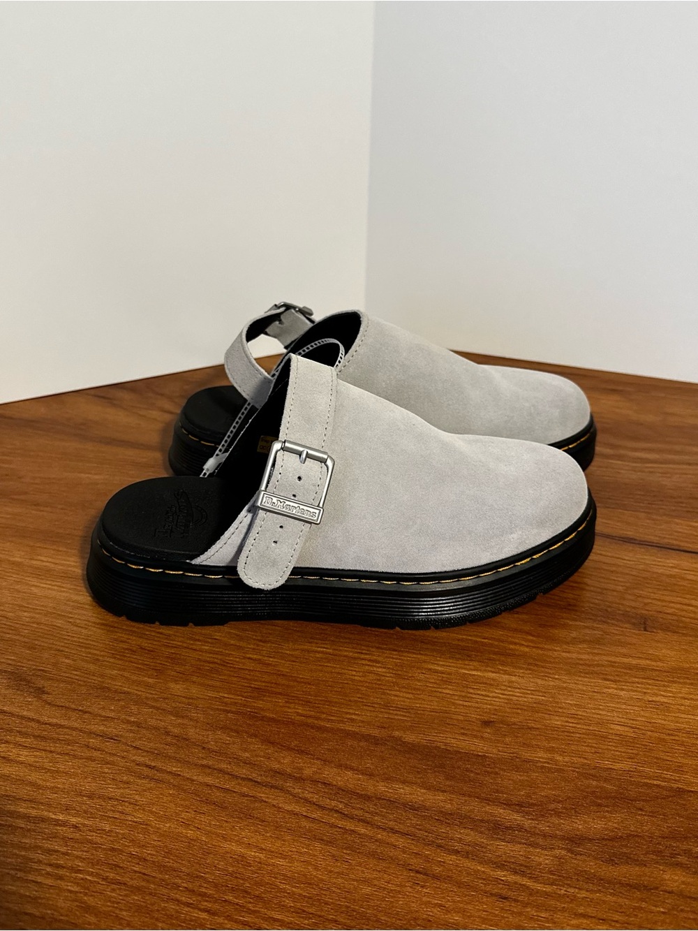 Dr Martens Brookline Suede Mule Mist Grey - Picture 4 of 10